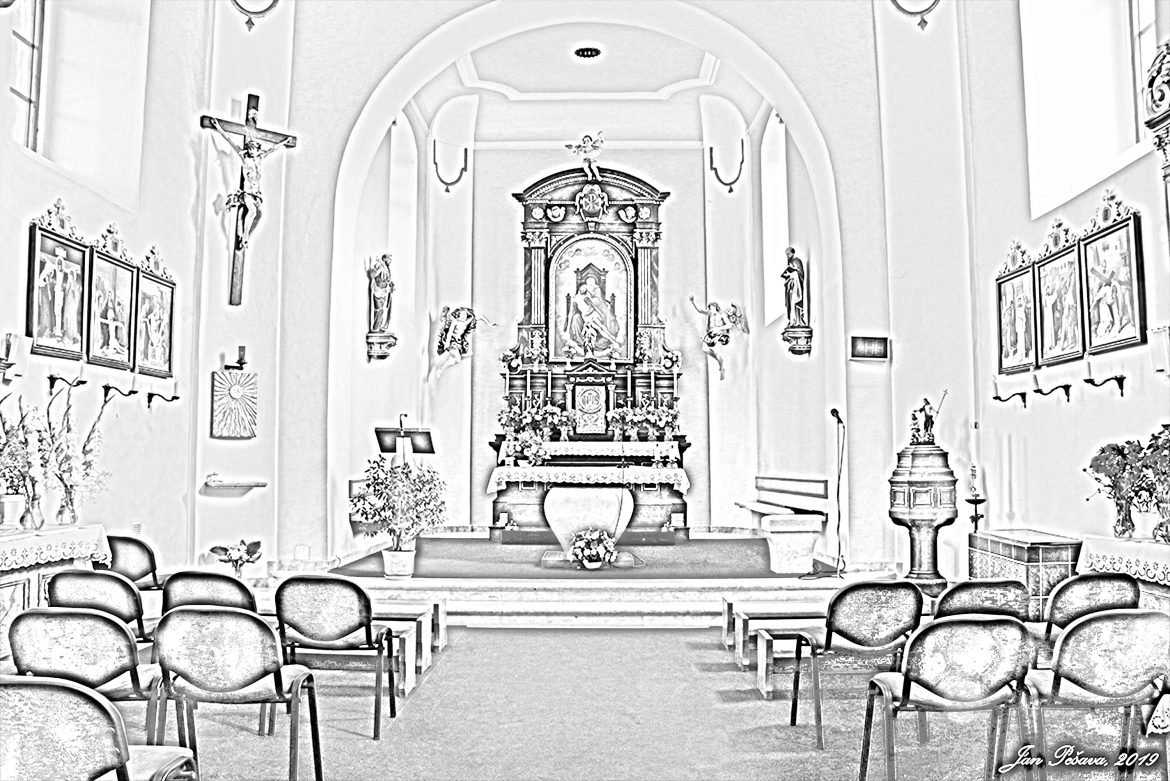 fotky kostela perokresba Pozvánka na farní den 2019